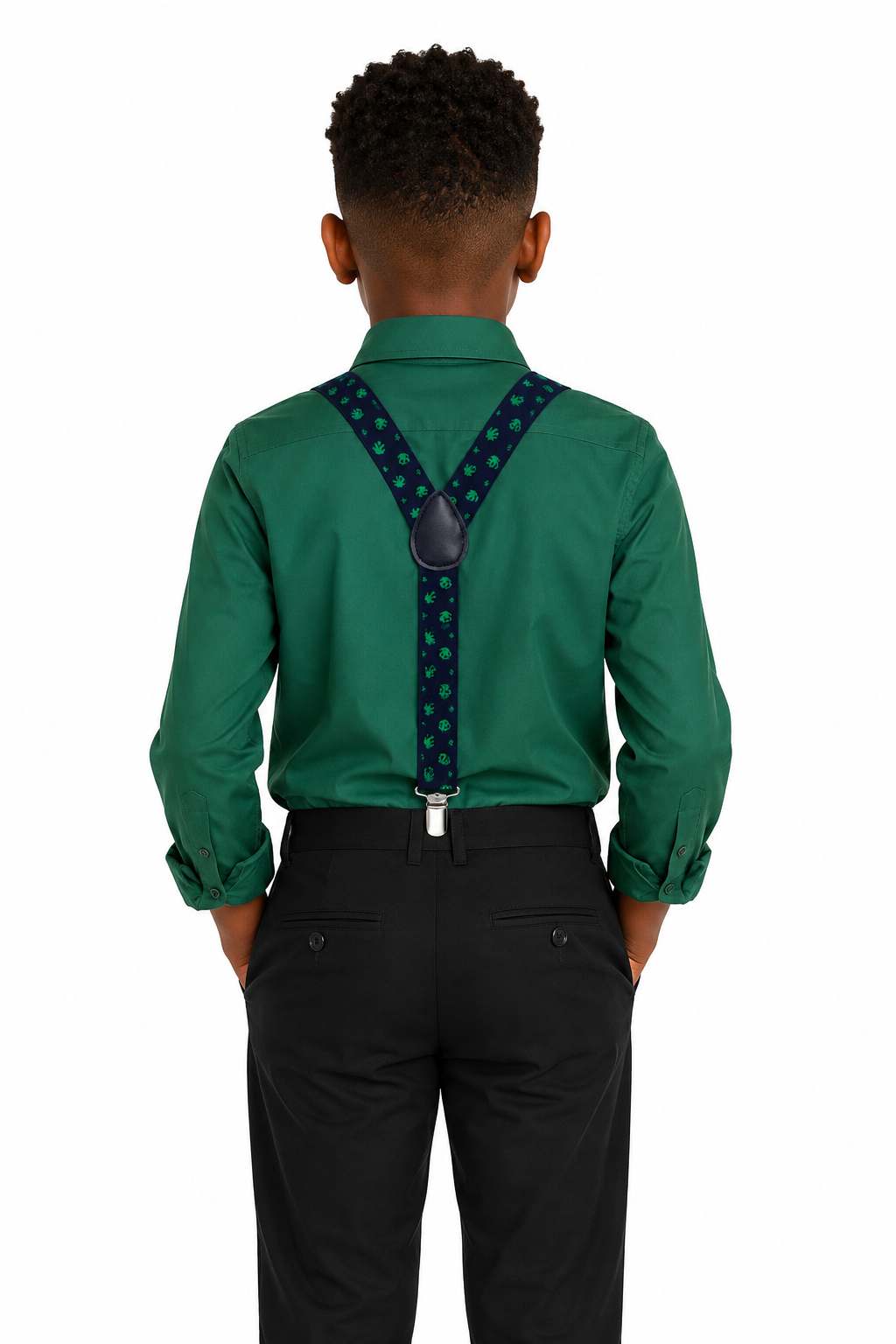 SWEET GREEN LEAF PRINT SUSPENDERS - B49MNBLKGRNLF