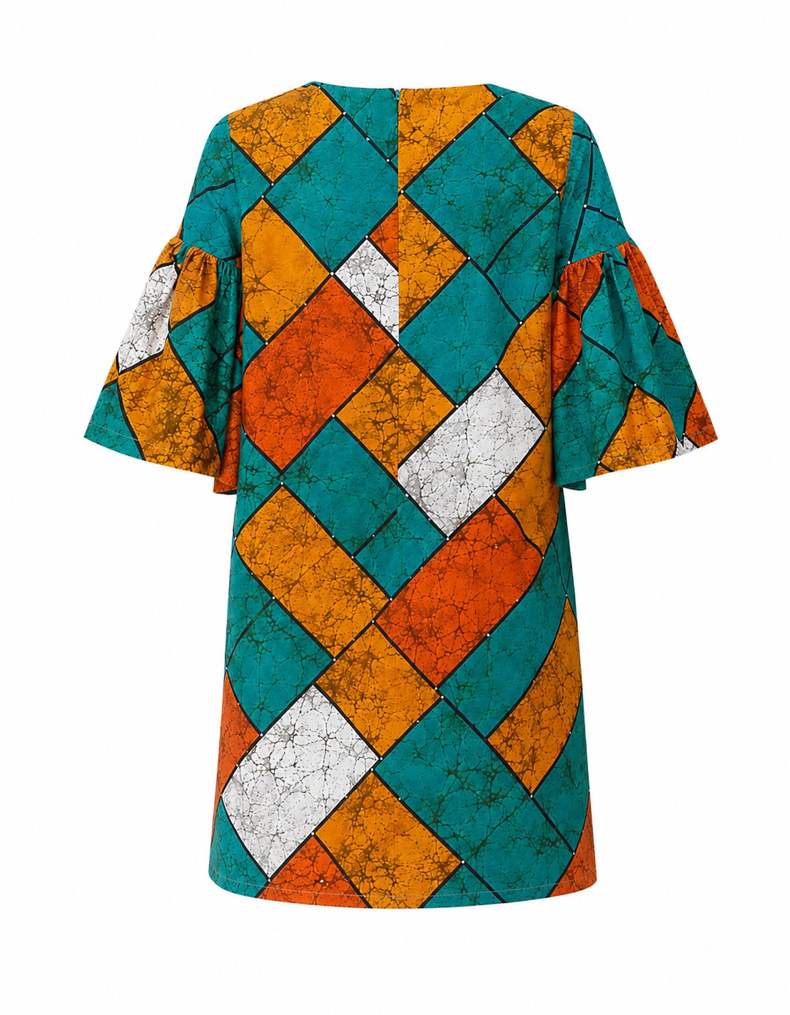 AFUSA TEAL MIX OMA SHIFT DRESS A184 8-12YRS