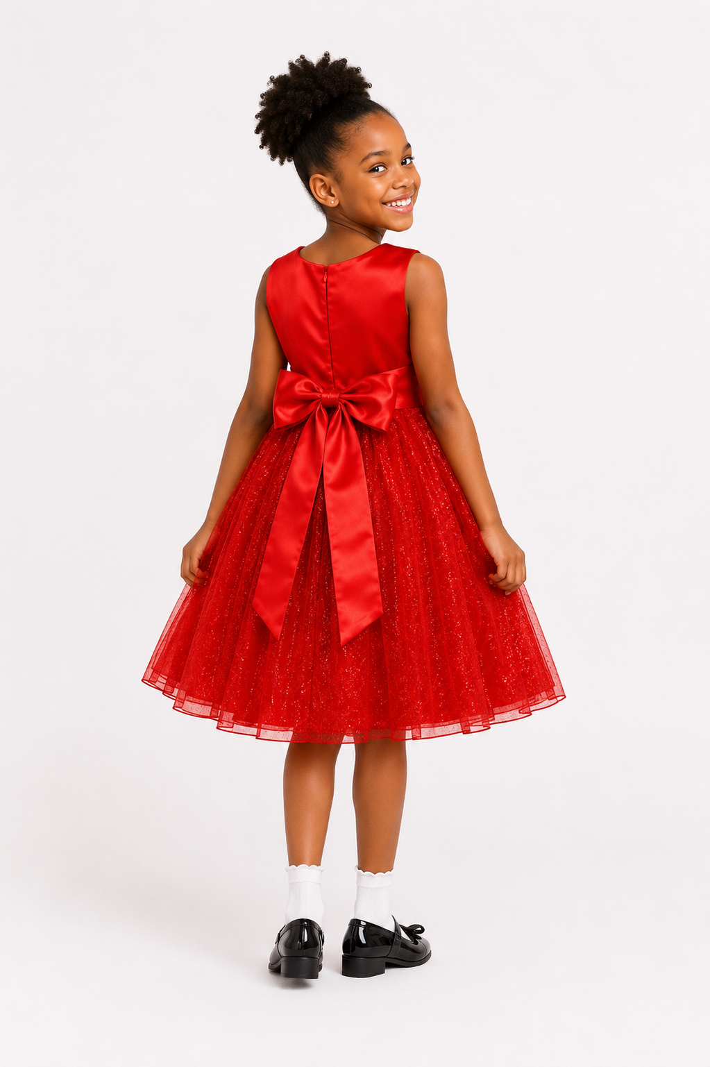 RED ROSETTE PRINCESS PARTY DRESS MSDRRED