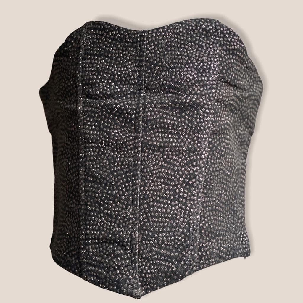 BLACK SHINY BUSTIER TOP (5-12 yrs) - D205SHYBLKG