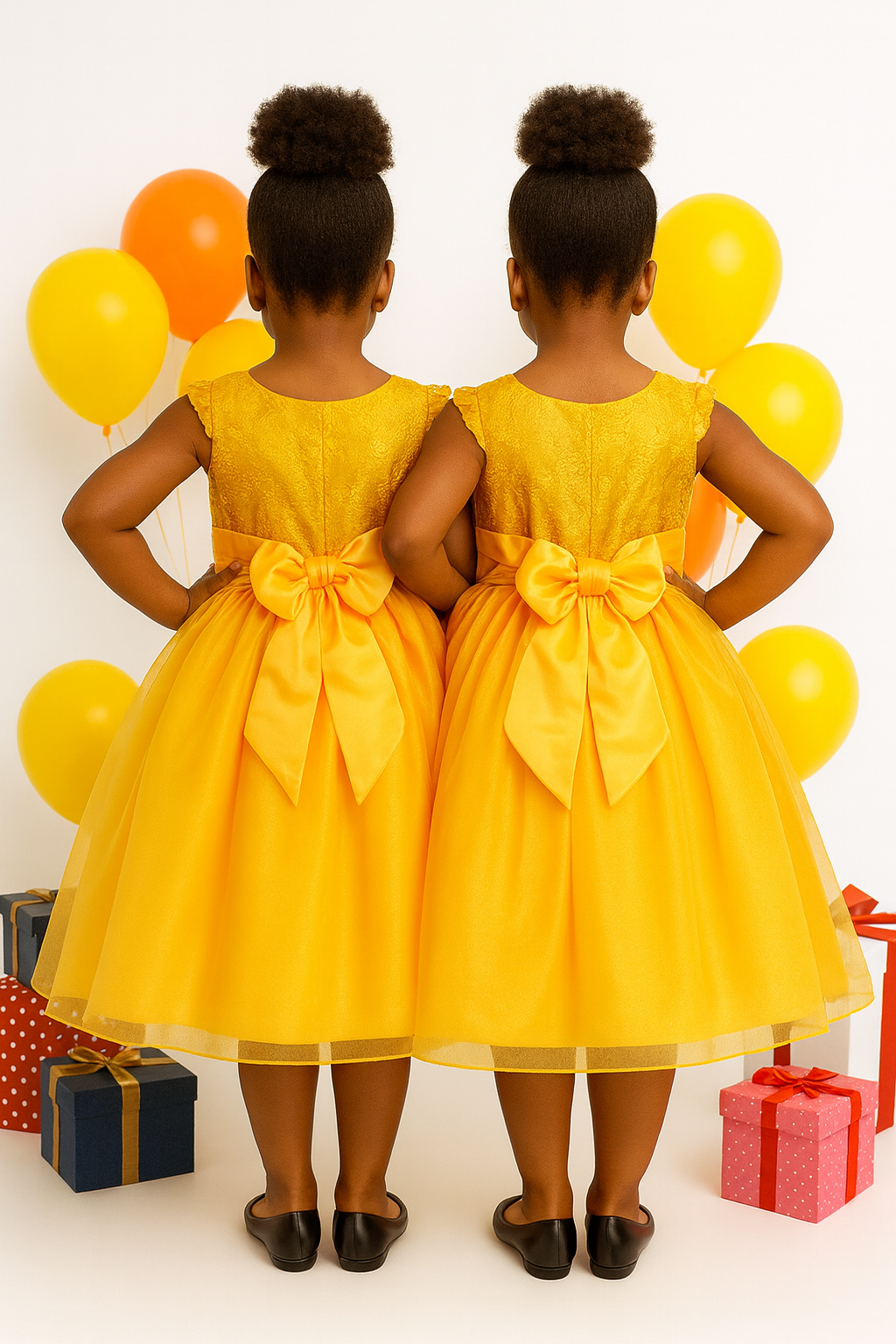 GOLDEN BLOSSOM PRINCESS PARTY DRESS - A171GYEL ( 1-6YRS)
