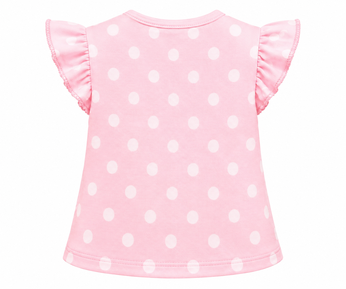 BERRY SWEET PINK POLKA DOT FLUTTER TOP - QC10524810PK