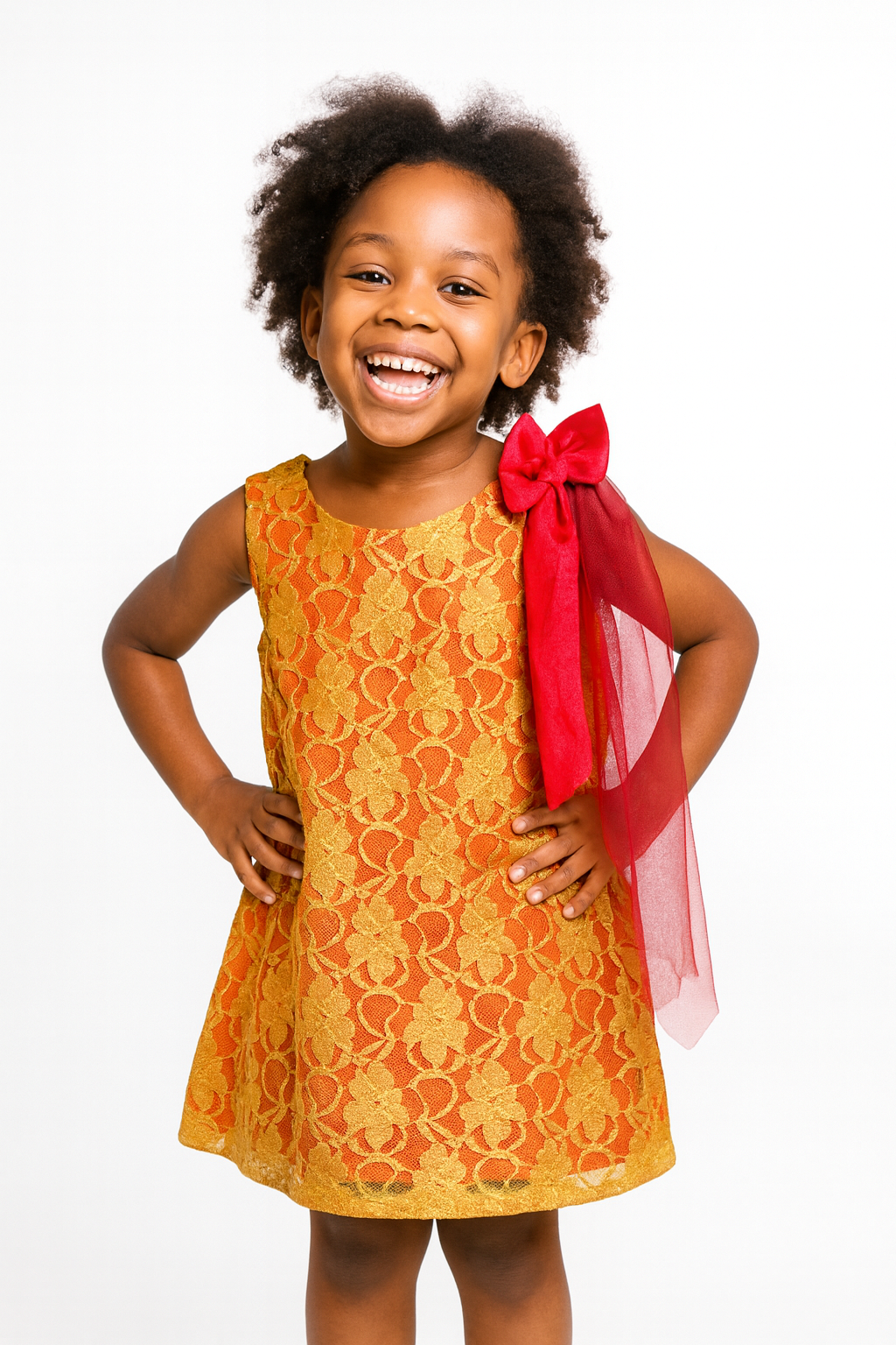 GOLDEN BLOOM BOW DRESS - A8317 (2-10YRS)
