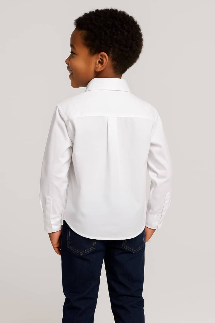 WHITE LONG SLEEVE DRESS SHIRT ( 1-18 YRS) - MSELWH980A