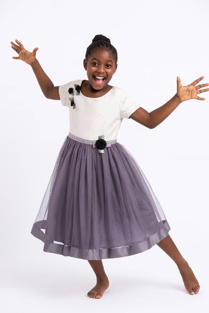 SILVER BLOOM PARTY DRESS - ONL200GREY