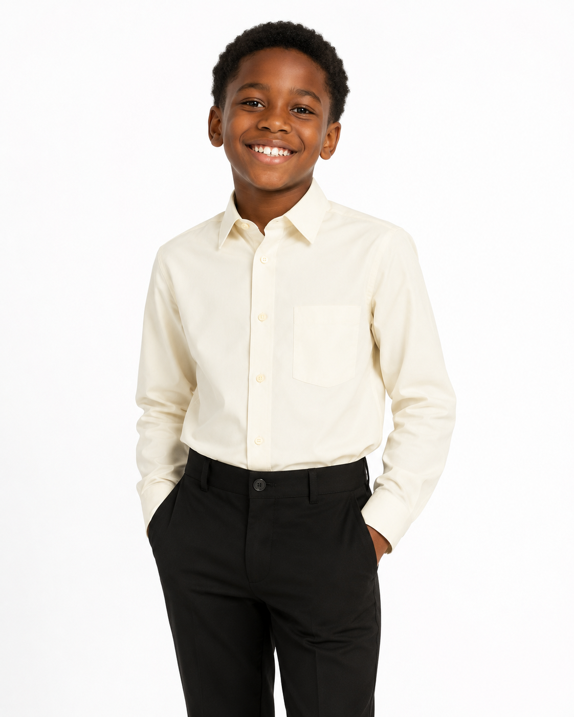 CLASSIC CREAM BOYS LONG SLEEVE FORMAL SHIRT (6 - 13 YRS) - A15821601CRM