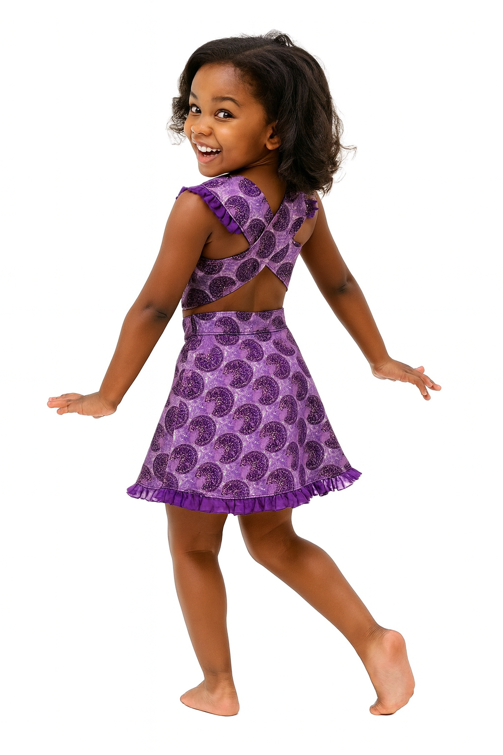 PURPLE RASHIDA OMA SKIRT SET(2-8 YRS) - E299PPLOM
