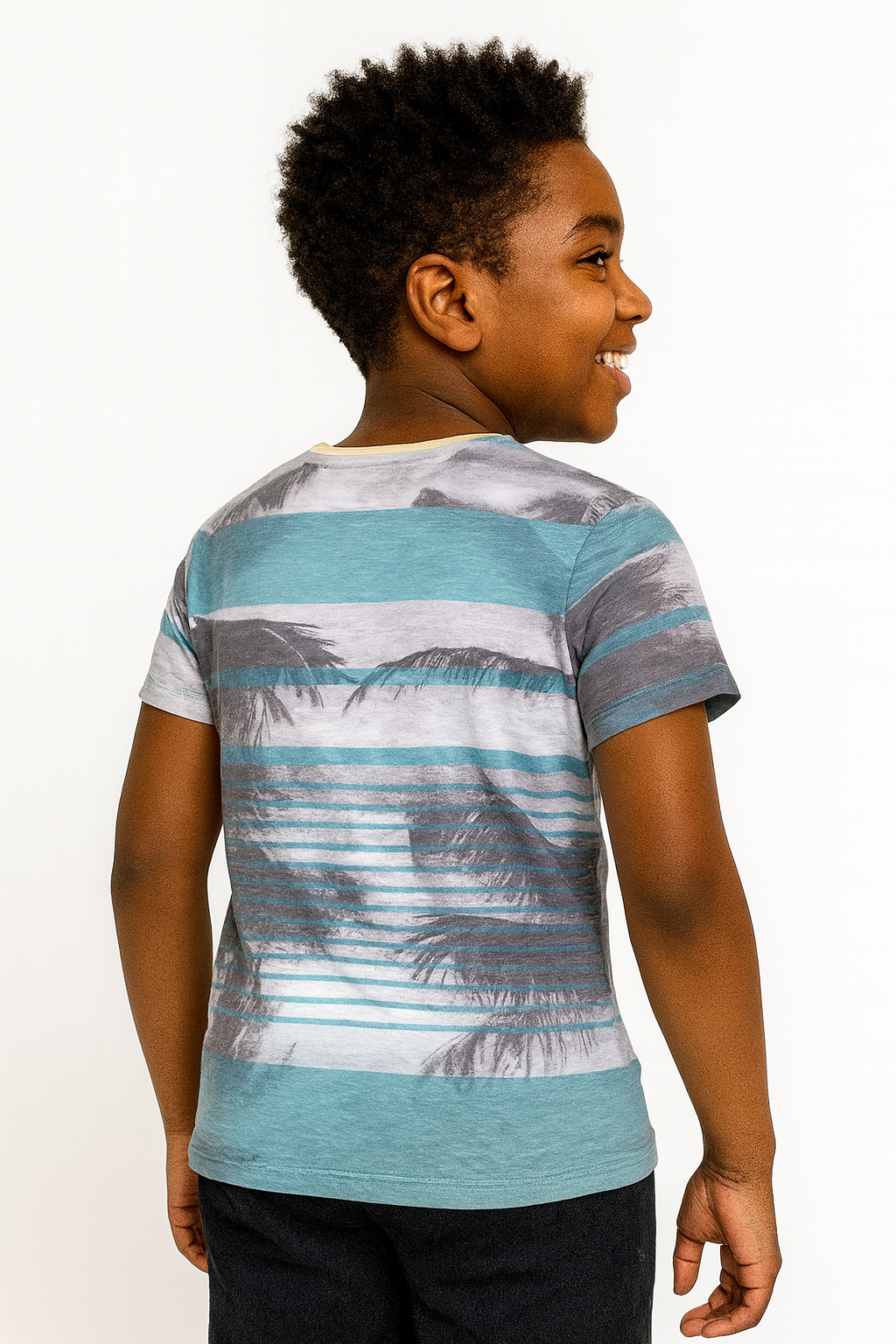 COTTON RICH AQUA PALM T- SHIRT WSDAQ 7-16YR