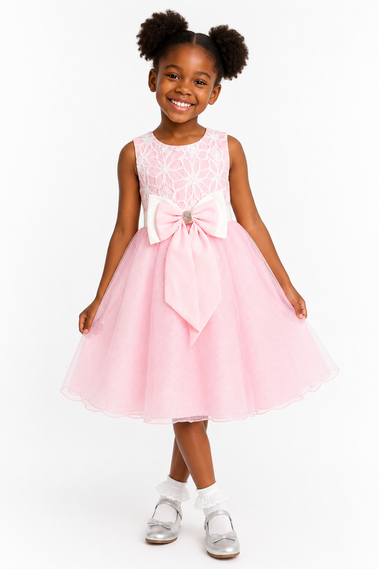 LIGHT PINK TISSUE PARTY DRESS SMS819LPNK  12MTH-6YRS