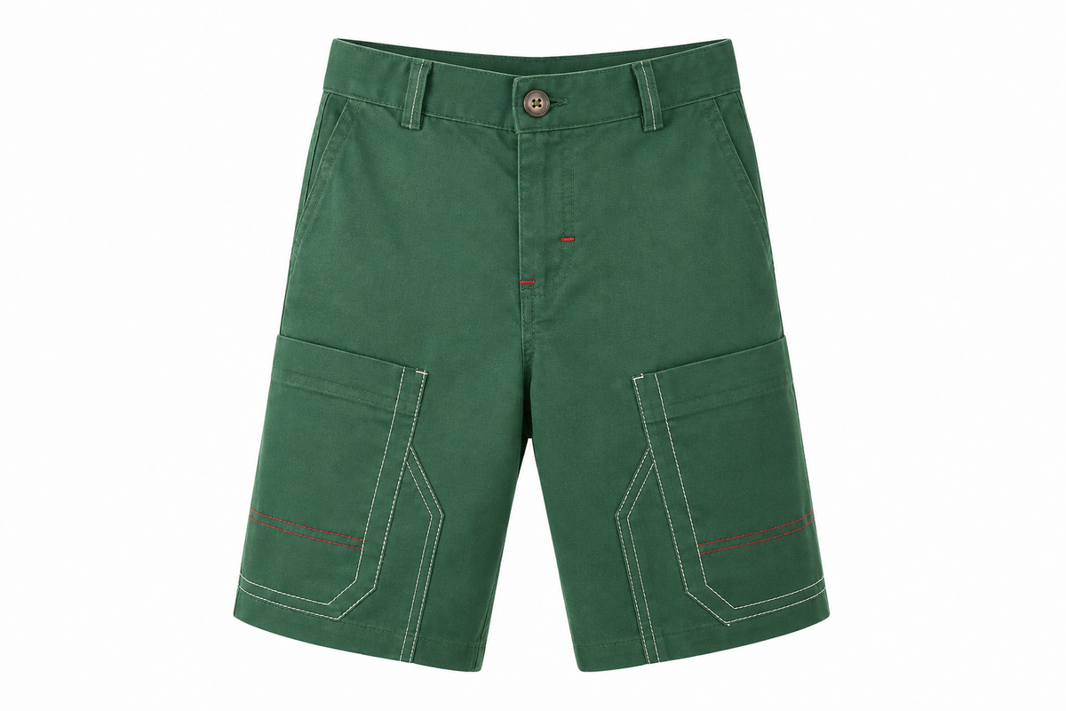 GREEN POCKET DETAIL UTILITY SHORTS - B10827GRN