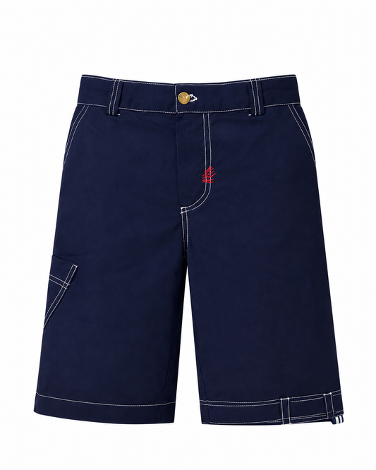 NAVY BLUE STITCH UTILITY SHORTS - B388NVBLU