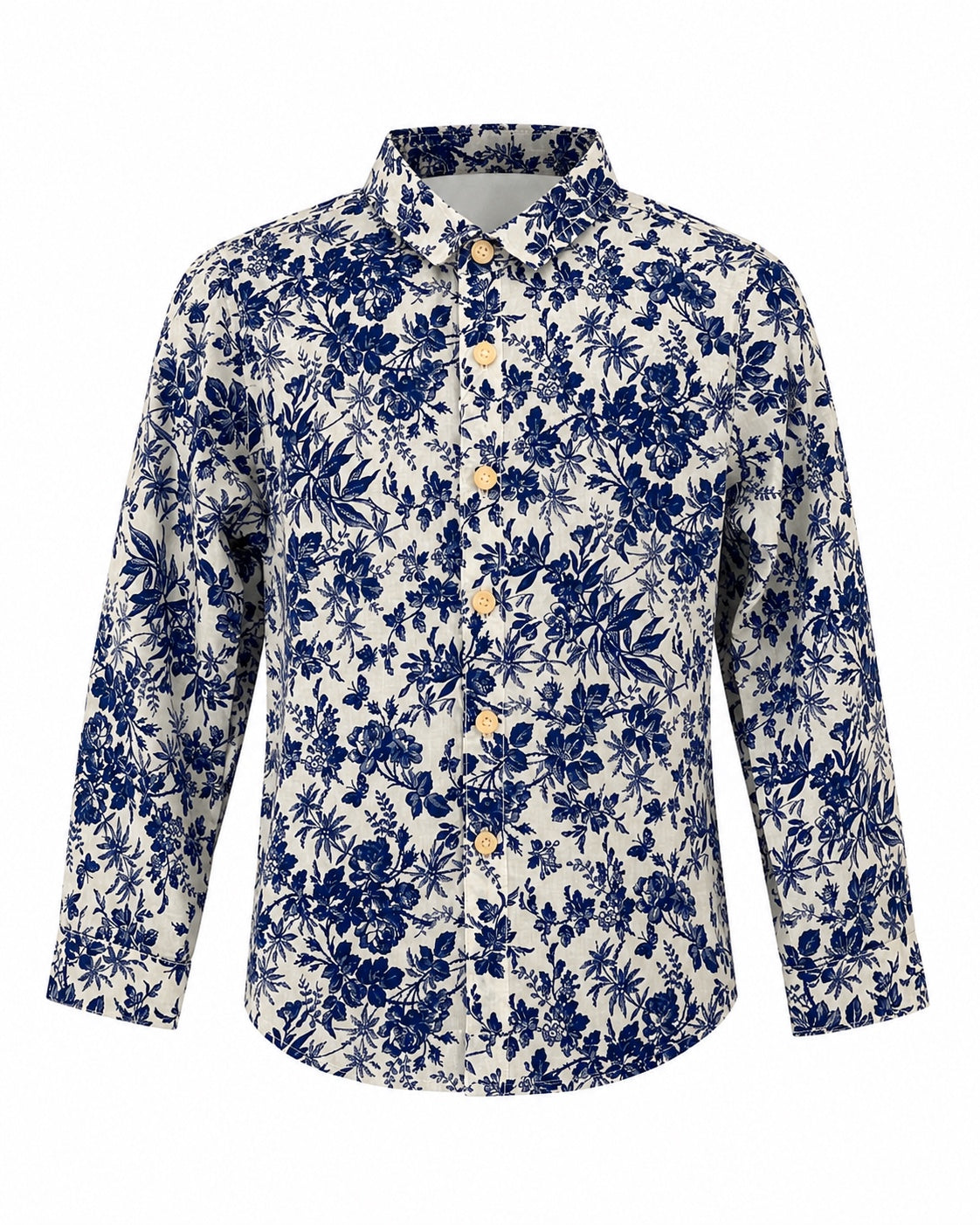 BOYS’ BLUE FLORAL LONG SLEEVE SHIRT MD1511 4-6YRS