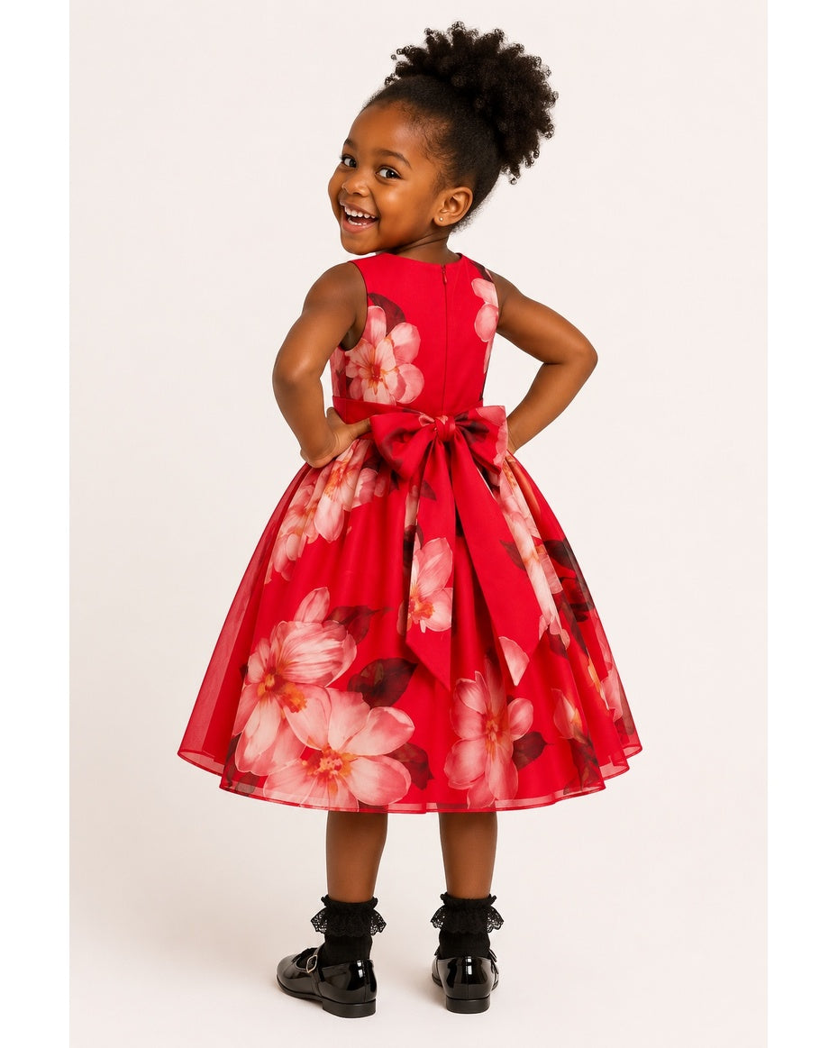 RED FLORAL ROYAL DRESS A200RDFL 18MTHS-5YRS