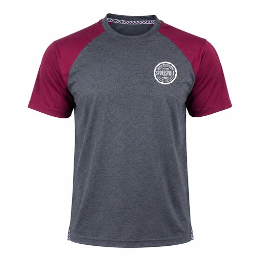 DARK GREY/BURGUNDY BROOKSVILLE T SHIRT : BT204 (8-16YRS)
