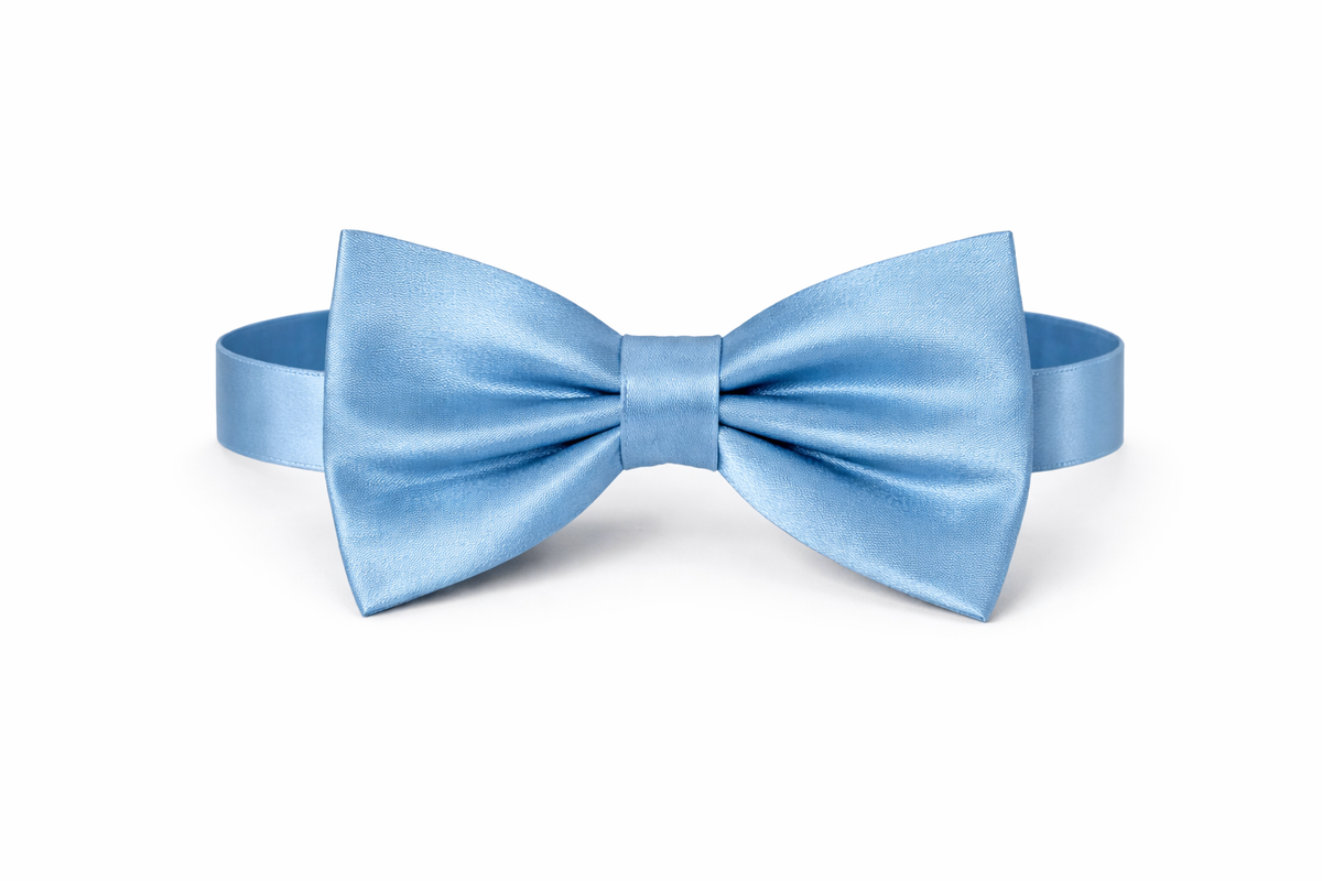 SKY BLUE SATIN BOW TIE - 1 INCH STRAP - BW0102SKBL