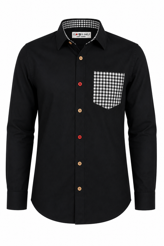 MIDNIGHT CHECK BOYS' CLASSIC SHIRT H07BLK 10-16YRS