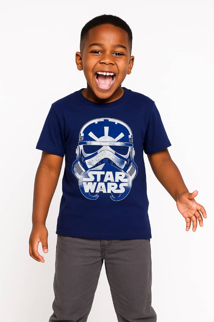 NAVY BLUE STAR WARS TEE SHIRT (4-16YRS) - BTP73NBL