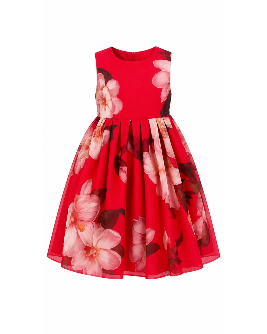 RED FLORAL ROYAL DRESS A200RDFL 18MTHS-5YRS