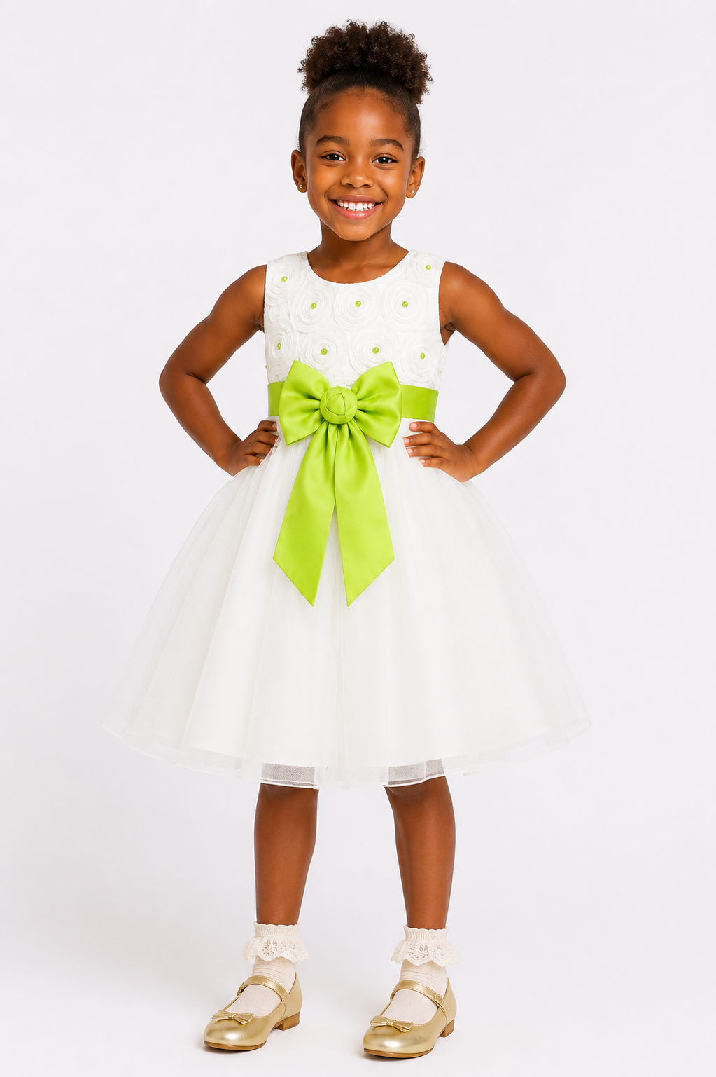 WHITE ROSE BALL GOWN/ GREEN 25762LGR 2-4YR