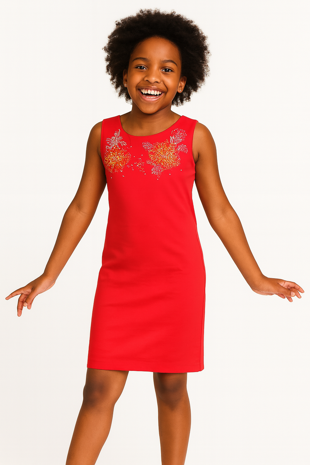 CRIMSON RED SPARKLE SHIFT DRESS A09RED 16YR