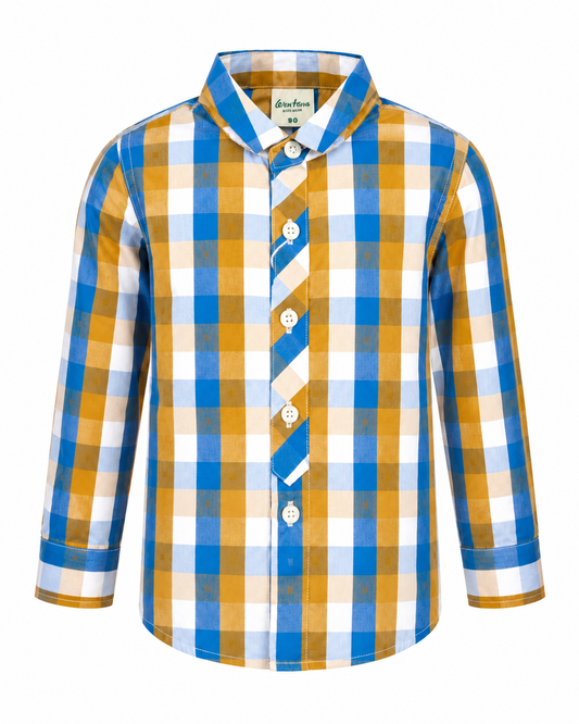 SUNSHINE BOYS' CHECK LONG SLEEVE SHIRT - G10415334MUSBL  1YR-10YR