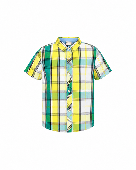 GREEN CHECK LEKS S/SL SHIRT MD69GRN 6-10YRS