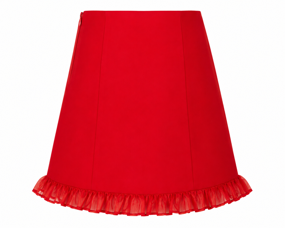 RUBY RED RUFFLE A- LINE SKIRT - C371211RBYRD