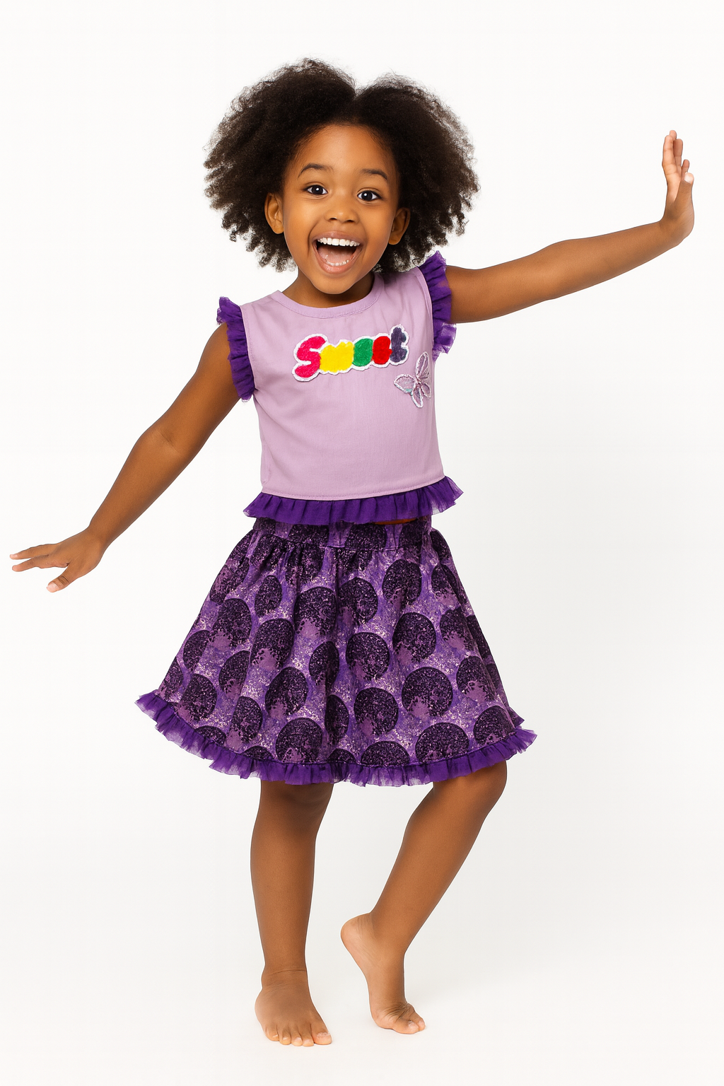 PURPLE RASHIDA OMA SKIRT SET(2-8 YRS) - E299PPLOM