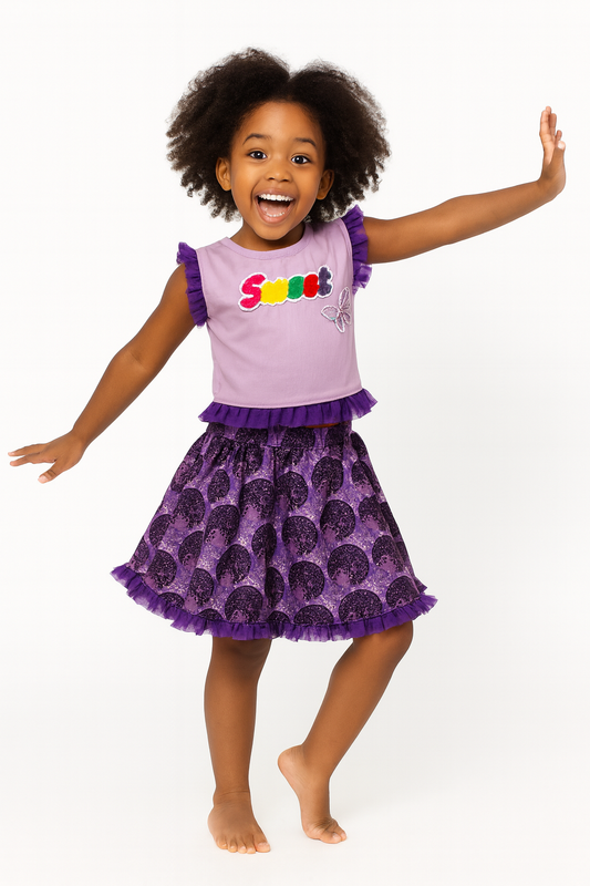 PURPLE RASHIDA OMA SKIRT SET(2-8 YRS) - E299PPLOM