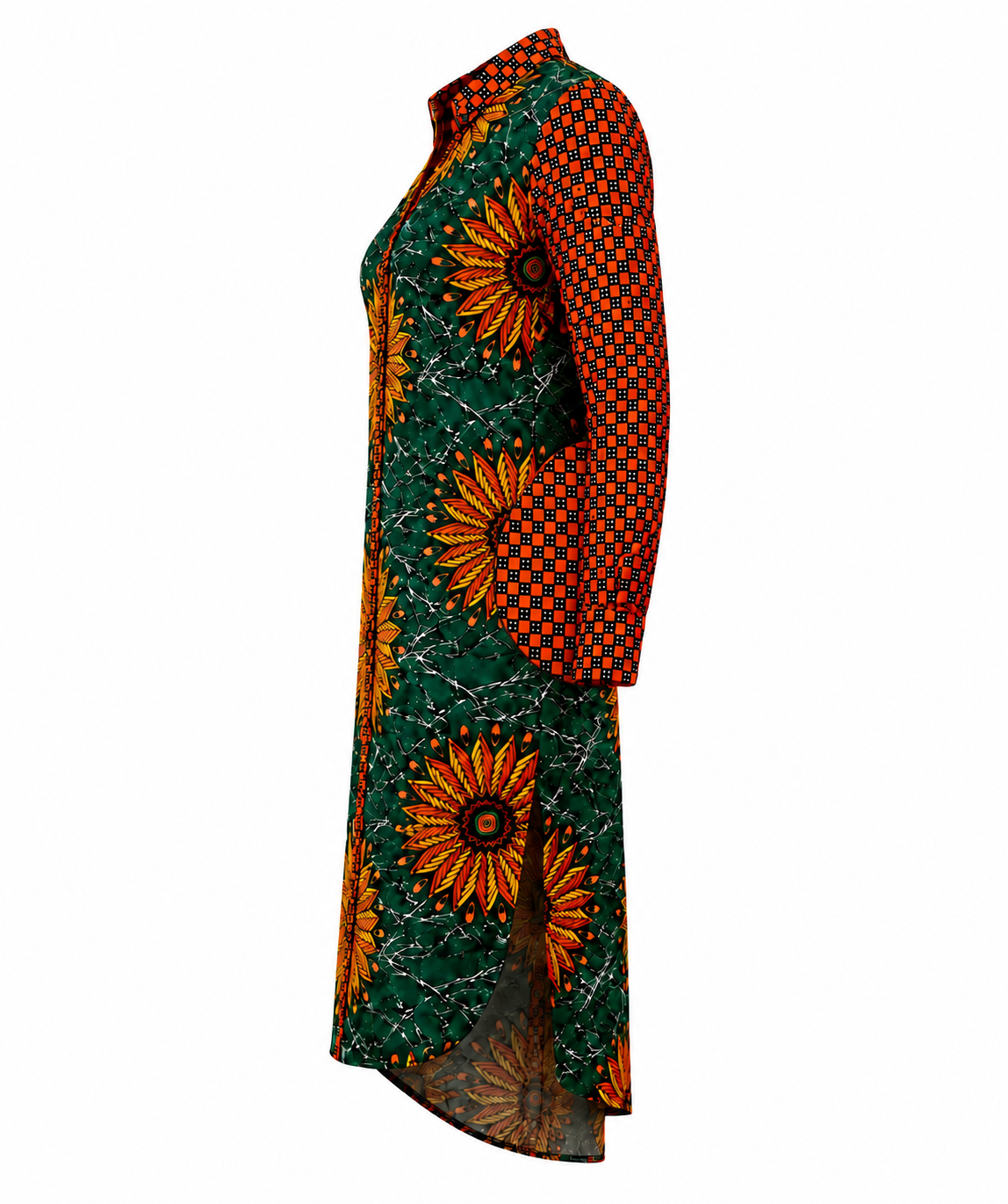 SIMIDELE EMERALD SUNBURST CONTRAST SHIRT DRESS - OM130726SEMD