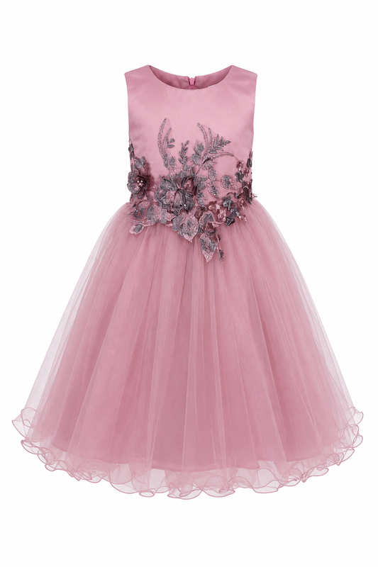 BLUSH PINK ANGELA BEADED PETAL DRESS MD14PNK