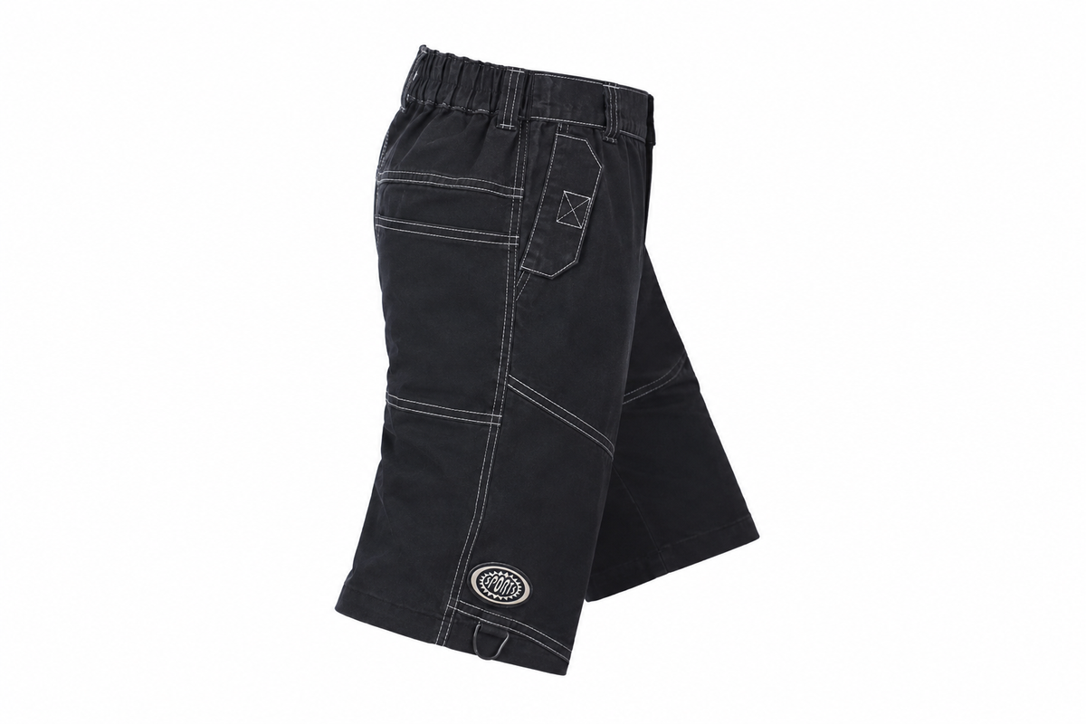 BLACK/CHARCOAL GREY STITCH DETAIL SHORTS - B02GRTSTLBLK