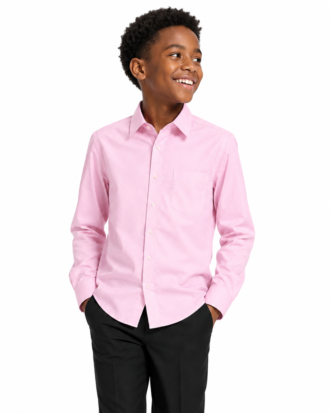 BOYS CLASSIC PINK LONG SLEEVE FORMAL SHIRT (18 MTHS-12YRS) - A5821104PNK