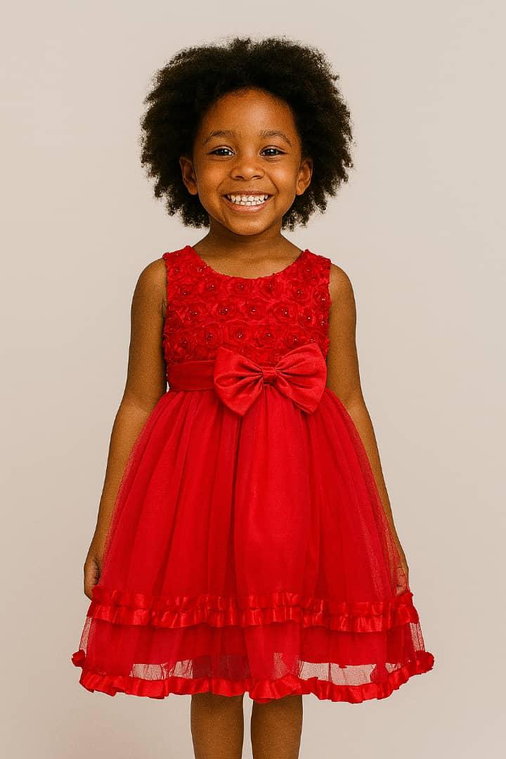 RED DOUBLE LAYER PARTY DRESS MS3301RED