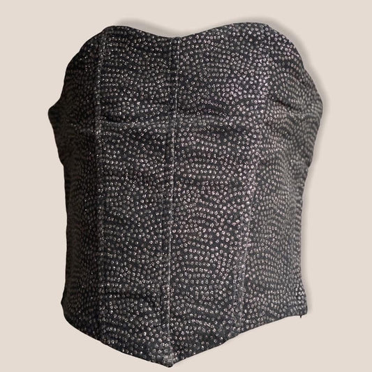 BLACK SHINY BUSTIER TOP  (5-12 yrs) - D205SHYBLKG