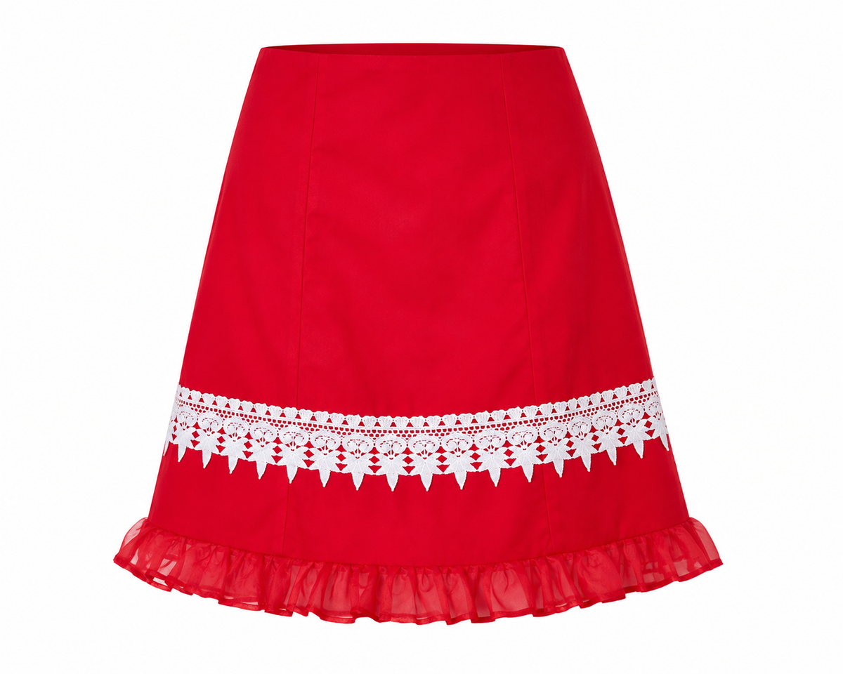 RUBY RED RUFFLE A- LINE SKIRT - C371211RBYRD