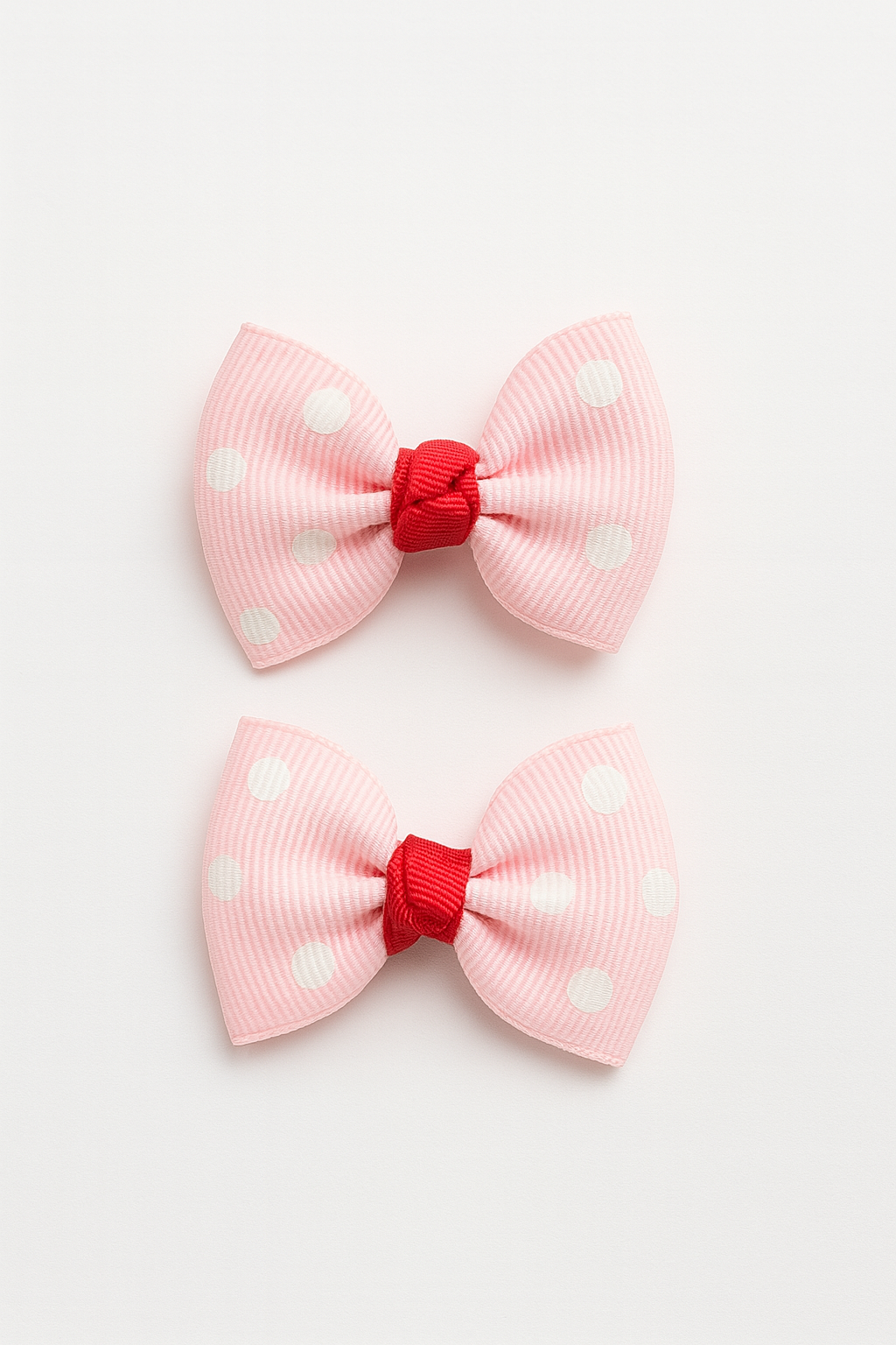 LIGHT PINK POLKA DOT TWIN HAIR BOWS - HB109PNK