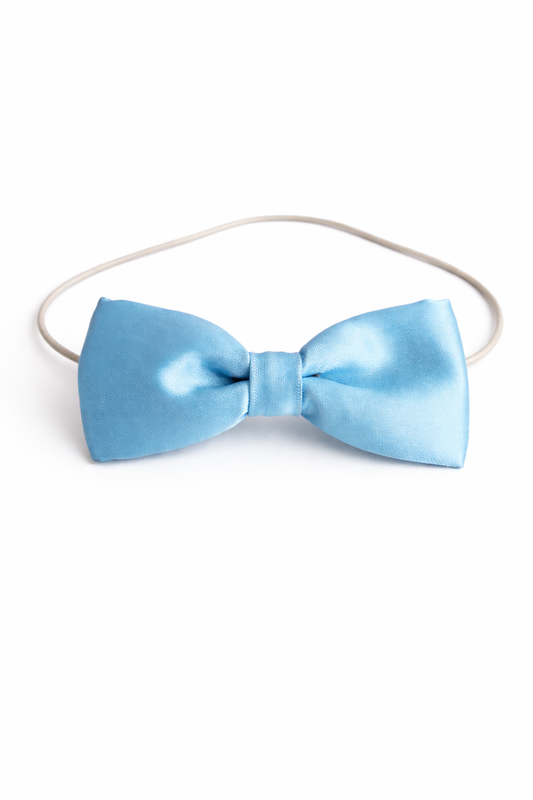 SKY BLUE SATIN ELASTIC BOW TIE - ABW109ASKBL