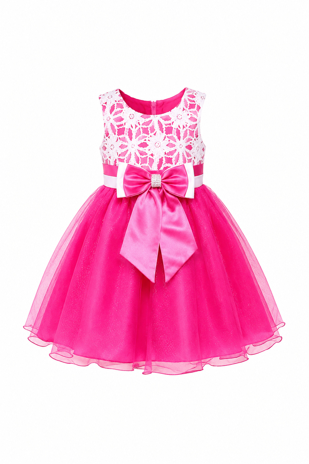 FUCHSIA PINK TISSUE PARTY DRESS SMS819FPNK 12MTH-6YRS