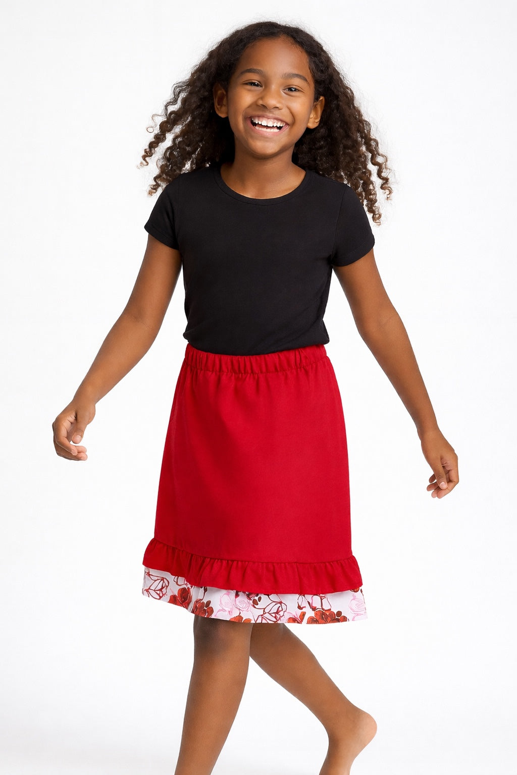 RED OREOLUWA DOUBLE FRILLED SKIRT (3-12 YRS) - C1440CRRDCH