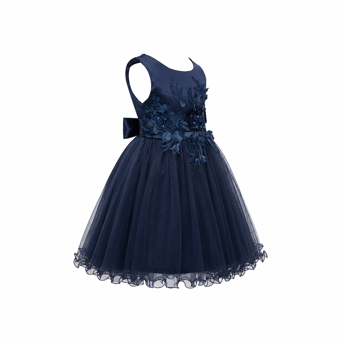NAVY BLUE ANGELA BEADED PETAL DRESS MD15NBLU