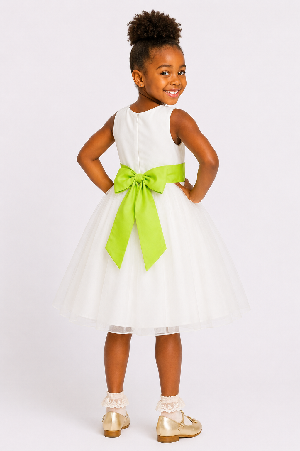 WHITE ROSE BALL GOWN/ GREEN 25762LGR 2-4YR