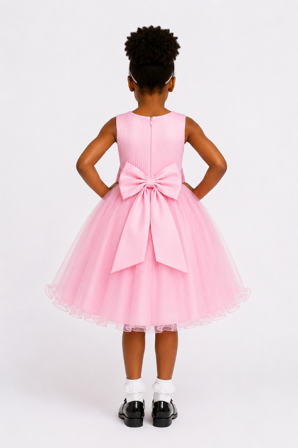 LIGHT PINK PRINCESS DOUBLE BOW PARTY DRESS - MD859LPNK
