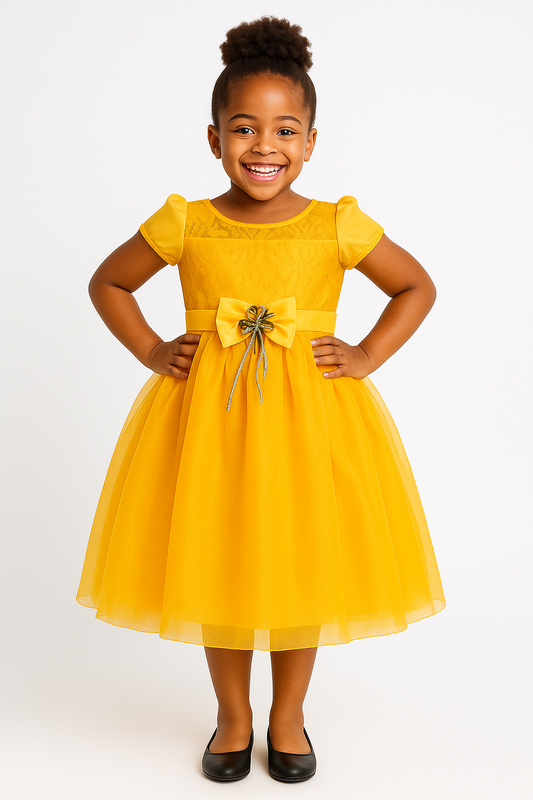 SUNSHINE BELLE MARIA BOW DRESS - A171BMRYEL (3-8YRS)