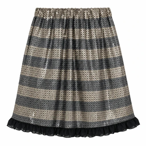 SILVER SPARKLE STRIPE PARTY SKIRT (6-10YR) - GRS10019557