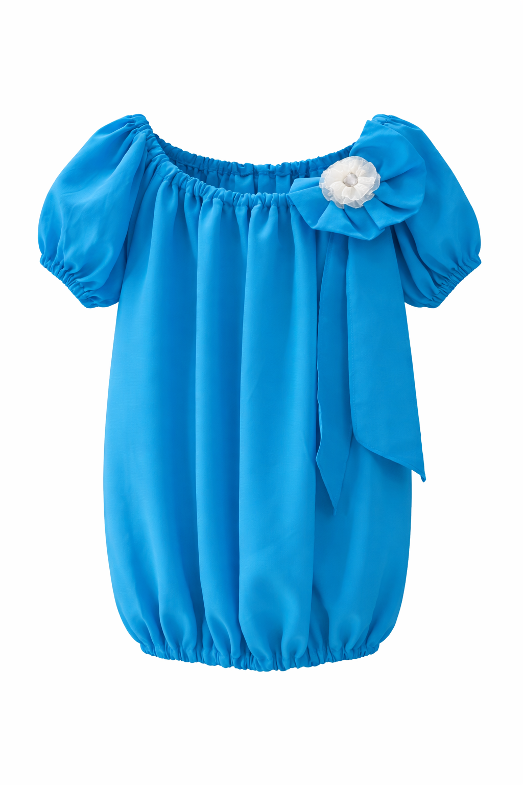AQUA BLOOM OFF- SHOULDER BUBBLE TOP - MD13AQBLBB
