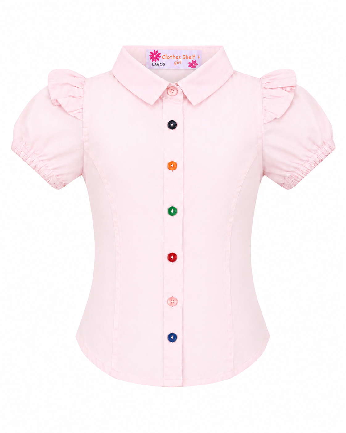 SWEET BLUSH PINK RUFFLE PUFF SLEEVE SHIRT (6-16 YRS) - A652BLPNK