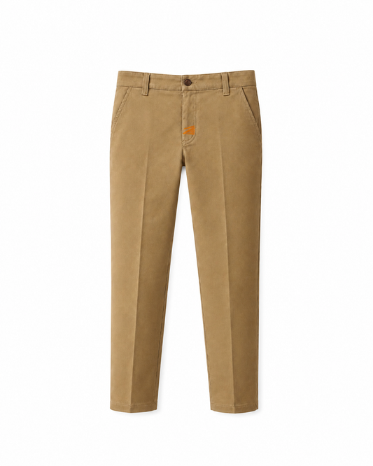 SMART KHAKI TROUSERS WITH ORANGE STITCH DETAIL - AB704EXKH
