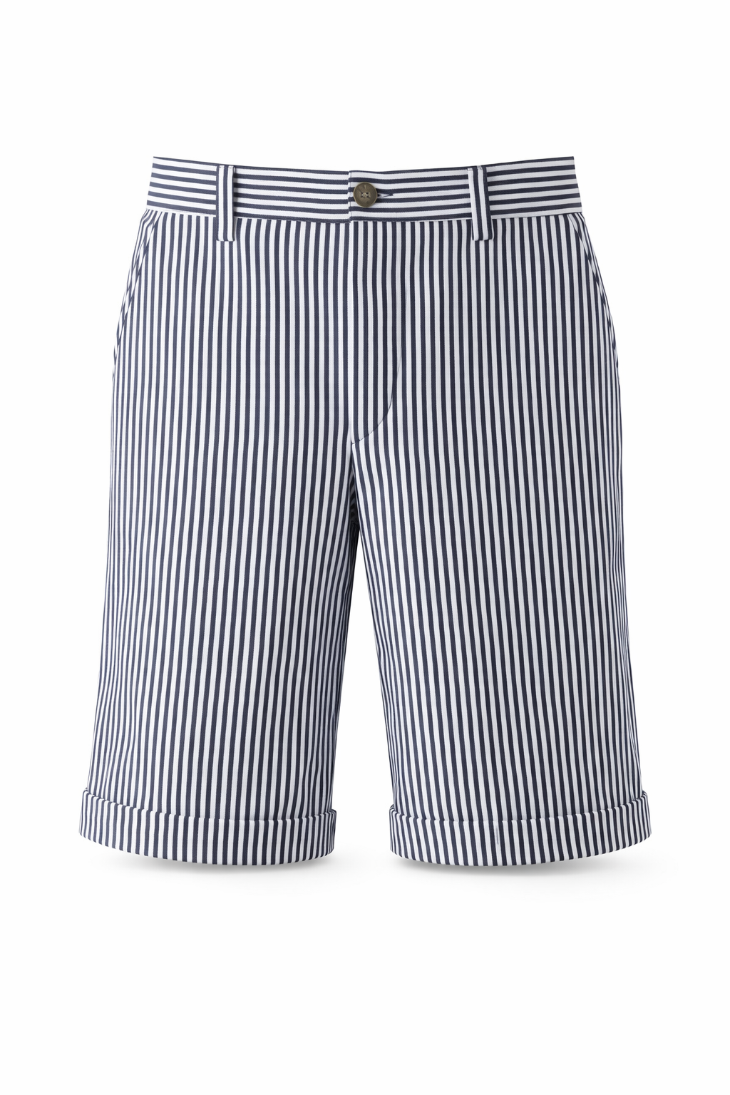 NAVY PINSTRIPE 3/4 SHORTS WITH TURN-UP HEM (8-16 YRS) - CSBJKSTRNVY10532