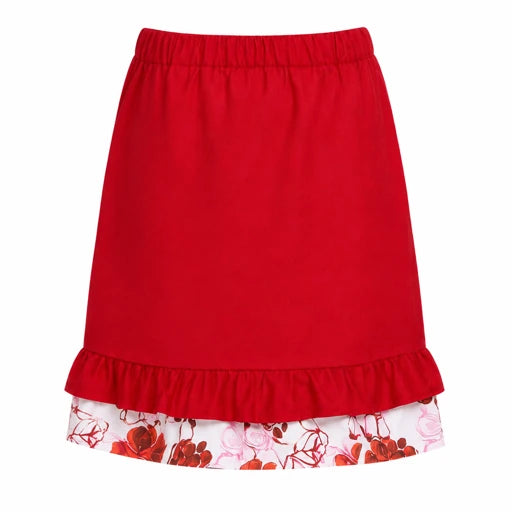 RED OREOLUWA DOUBLE FRILLED SKIRT (3-12 YRS) - C1440CRRDCH